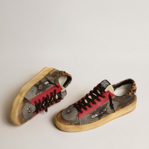 Golden Goose Stardan LAB Sneakers In Mesh With Black Leather Inserts And Leopard Heel Tab GMF00371.F004373.90387