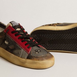 Golden Goose Stardan LAB Sneakers In Mesh With Black Leather Inserts And Leopard Heel Tab GMF00371.F004373.90387