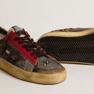 Golden Goose Stardan LAB Sneakers In Mesh With Black Leather Inserts And Leopard Heel Tab GWF00371.F004373.90387