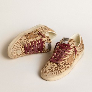 Golden Goose Stardan LTD Sneakers In Animal-print Pony Skin With Gold Glitter Star GMF00128.F006043.82690