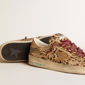 Golden Goose Stardan LTD Sneakers In Animal-print Pony Skin With Gold Glitter Star GMF00128.F006043.82690