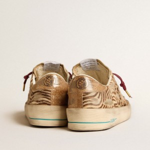 Golden Goose Stardan LTD Sneakers In Animal-print Pony Skin With Gold Glitter Star GMF00128.F006043.82690