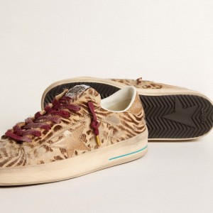 Golden Goose Stardan LTD Sneakers In Animal-print Pony Skin With Gold Glitter Star GWF00128.F006043.82690