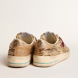 Golden Goose Stardan LTD Sneakers In Animal-print Pony Skin With Gold Glitter Star GWF00128.F006043.82690