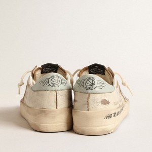 Golden Goose Stardan LTD Sneakers With Aqua-green Nappa Leather Star And Heel Tab GMF00128.F004568.11514