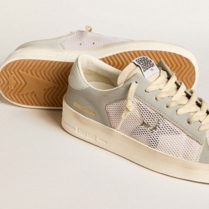 Golden Goose Stardan Sneakers In Gray Nappa Leather And White Mesh With Gray Leather Star GWF00370.F005978.10973