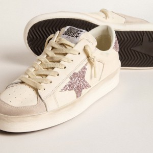 Golden Goose Stardan Sneakers In Nappa And Suede With Pink Glitter Star And Heel Tab GWF00667.F005976.10310