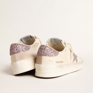 Golden Goose Stardan Sneakers In Nappa And Suede With Pink Glitter Star And Heel Tab GWF00667.F005976.10310