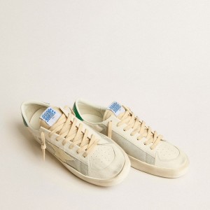 Golden Goose Stardan Sneakers In Nappa Leather And Ripstop Fabric With Cream Star And Green Heel Tab GMF00333.F005258.11683