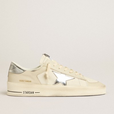 Golden Goose Stardan Sneakers In Nappa Leather With Silver Mirror-effect Star And Heel Tab GMF00128.F005240.11678