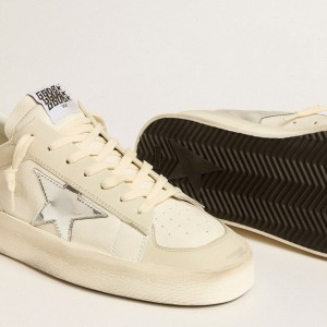 Golden Goose Stardan Sneakers In Nappa Leather With Silver Mirror-effect Star And Heel Tab GMF00128.F005240.11678