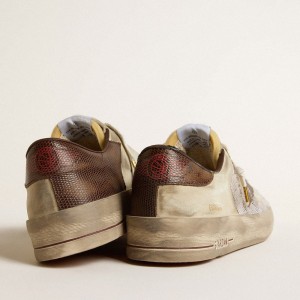 Golden Goose Stardan Sneakers In Nubuck And Mesh With Brown Lizard-print Leather Star GMF00370.F005088.11635