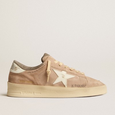 Golden Goose Stardan Sneakers In Old Rose Suede With White Leather Star And Heel Tab GWF00667.F005277.25705