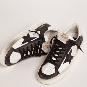 Golden Goose Stardan Sneakers In White And Black Leather GMF00128.F002186.10283