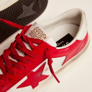 Golden Goose Stardan Sneakers In White And Red Leather GMF00128.F002186.10350