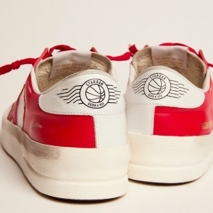 Golden Goose Stardan Sneakers In White And Red Leather GMF00128.F002186.10350