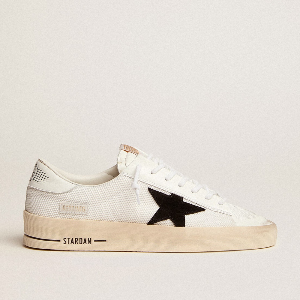 Golden Goose Stardan Sneakers In White Mesh With Black Suede Star GMF00328.F003028.10283