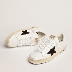 Golden Goose Stardan Sneakers In White Mesh With Black Suede Star GMF00328.F003028.10283