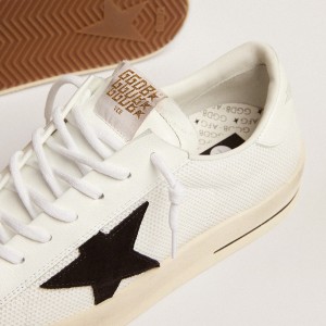 Golden Goose Stardan Sneakers In White Mesh With Black Suede Star GMF00328.F003028.10283