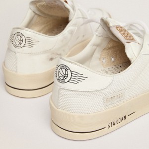 Golden Goose Stardan Sneakers In White Mesh With Black Suede Star GMF00328.F003028.10283