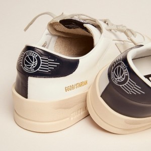 Golden Goose Stardan Sneakers With Star Sneakers In Ice-gray Suede And Blu-navy Heel Tab GMF00128.F000567.10509