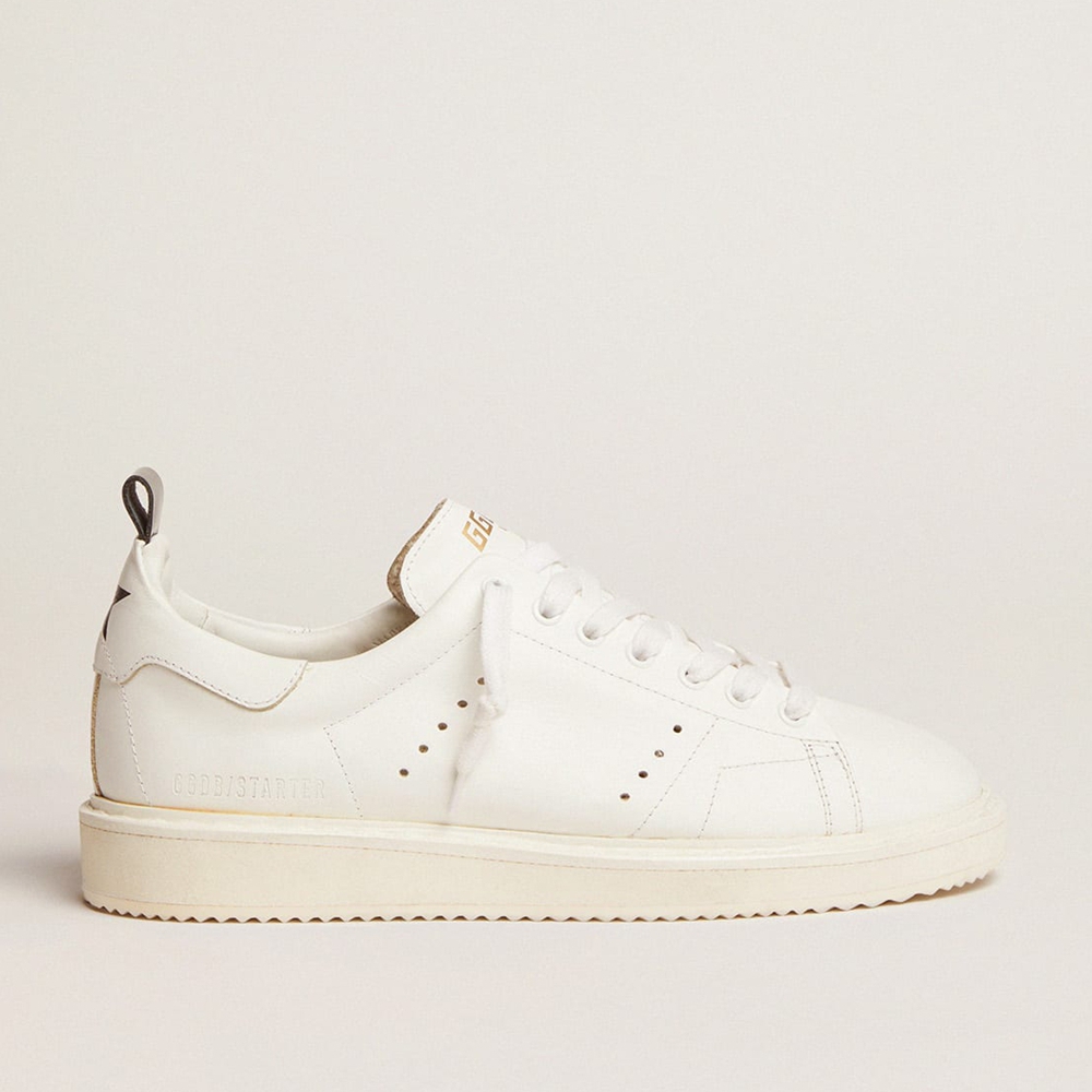 Golden Goose Starter Sneakers In Leather With Star On The Heel Tab GMF00127.F000330.10100