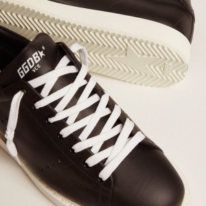 Golden Goose Starter Sneakers In Leather With Star Printed On The Heel Tab GMF00127.F000331.90100