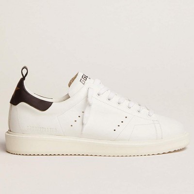 Golden Goose Starter Sneakers In White Leather With Black Leather Heel Tab GMF00127.F000332.80203