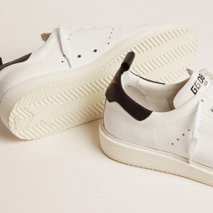 Golden Goose Starter Sneakers In White Leather With Black Leather Heel Tab GMF00127.F000332.80203