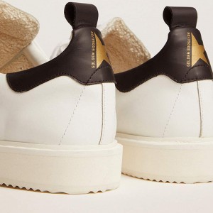 Golden Goose Starter Sneakers In White Leather With Black Leather Heel Tab GMF00127.F000332.80203