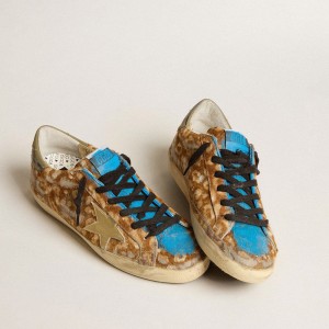 Golden Goose Super-Star LAB Sneakers Sneakers In Leopard Pony Skin With Gold Star And Gray Heel Tab GMF00101.F003578.81879