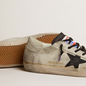 Golden Goose Super-Star LAB Sneakers With Floral Print And Black Leather Star GWF00426.F003819.10471