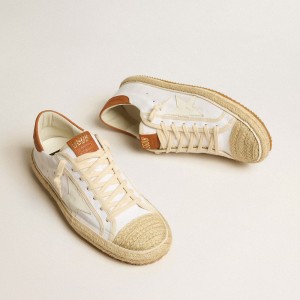 Golden Goose Super-Star LTD Sneakers In Canvas With White Leather Star And Raffia Toe GMF00101.F005083.11621