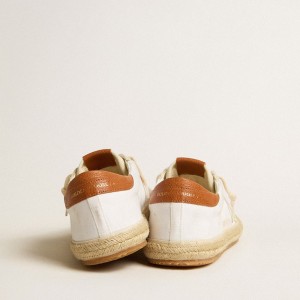 Golden Goose Super-Star LTD Sneakers In Canvas With White Leather Star And Raffia Toe GMF00101.F005083.11621