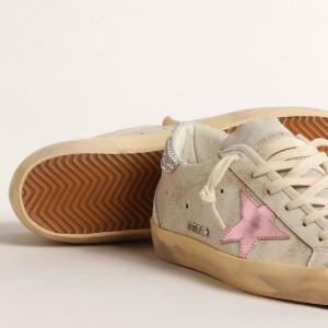 Golden Goose Super-Star LTD Sneakers In Ecru With Swarovski Crystal Heel Tab GWF00102.F004660.82325