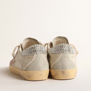 Golden Goose Super-Star LTD Sneakers In Ecru With Swarovski Crystal Heel Tab GWF00102.F004660.82325