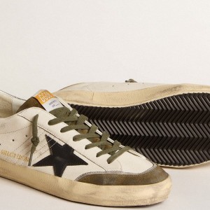 Golden Goose Super-Star LTD Sneakers In Nappa Leather With Black Leather Star And Silver Heel Tab GMF00107.F006007.82680