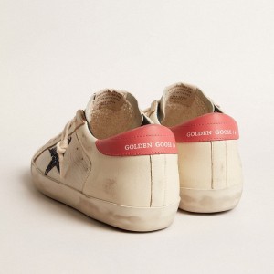 Golden Goose Super-Star LTD Sneakers In Nappa With Blue Glitter Star And Red Heel Tab GWF00476.F005945.10317