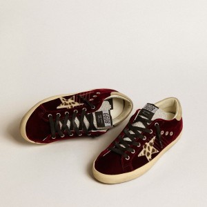 Golden Goose Super-Star LTD Sneakers In Velvet With Pony Skin Star And Glitter Tongue GWF00101.F005127.82493