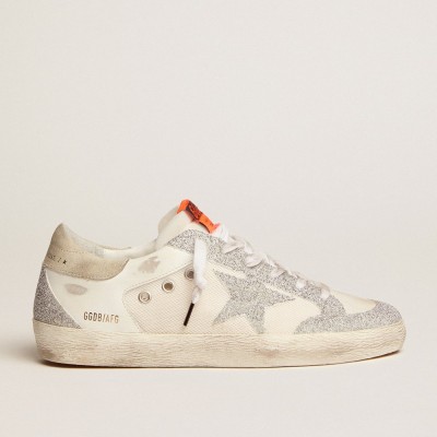 Golden Goose Super-Star LTD Sneakers In White Leather And Mesh With Star And Inserts Sneakers In Swarovski Micro-crystals GWF00102.F003017.10268