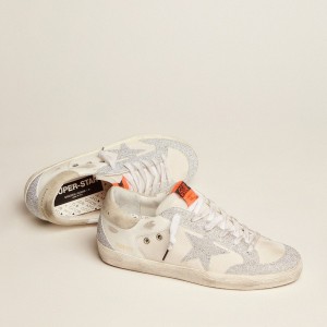 Golden Goose Super-Star LTD Sneakers In White Leather And Mesh With Star And Inserts Sneakers In Swarovski Micro-crystals GWF00102.F003017.10268