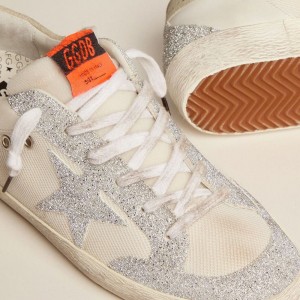 Golden Goose Super-Star LTD Sneakers In White Leather And Mesh With Star And Inserts Sneakers In Swarovski Micro-crystals GWF00102.F003017.10268