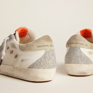 Golden Goose Super-Star LTD Sneakers In White Leather And Mesh With Star And Inserts Sneakers In Swarovski Micro-crystals GWF00102.F003017.10268