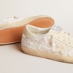 Golden Goose Super-Star LTD Sneakers In White Sequins With Leather Star And Embroidery GWF00759.F005899.11872