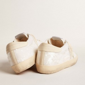 Golden Goose Super-Star LTD Sneakers In White Sequins With Leather Star And Embroidery GWF00759.F005899.11872