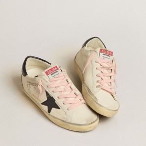 Golden Goose Super-Star LTD Sneakers With Blue Leather Star And Decorative Studs GWF00102.F005171.11660