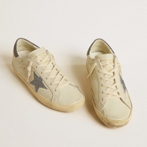 Golden Goose Super-Star LTD Sneakers With Blue Leather Star And Detail With Chains And Pearls GWF00101.F005870.10793