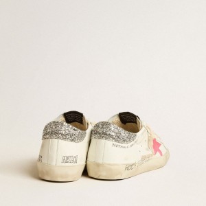 Golden Goose Super-Star LTD Sneakers With Fluorescent Lobster Suede Star And Glitter Heel Tab GWF00101.F005255.11682