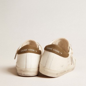 Golden Goose Super-Star LTD Sneakers With Metallic Silver Leather Star And Brown Heel Tab GMF00101.F005614.11720