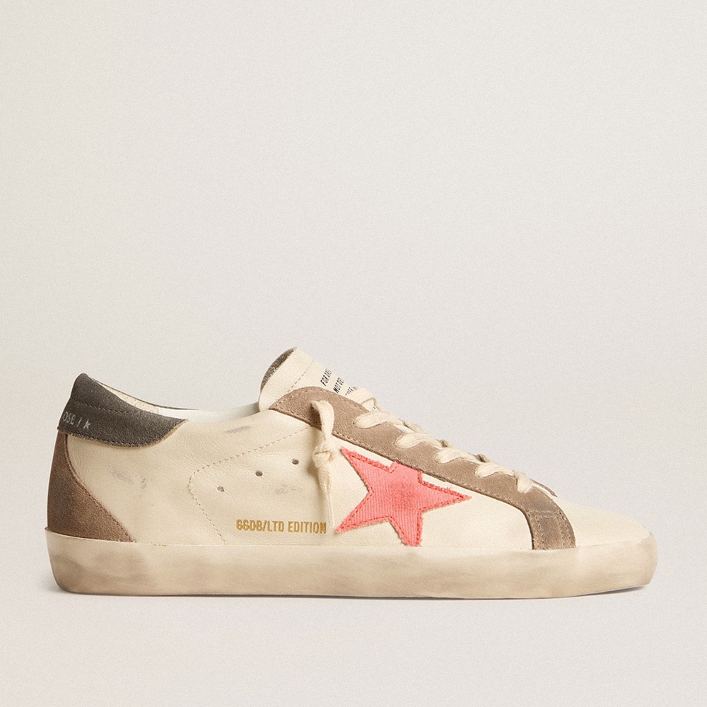 Golden Goose Super-Star LTD Sneakers With Pink Gabardine Star And Gray Suede Heel Tab GWF00102.F005853.82656